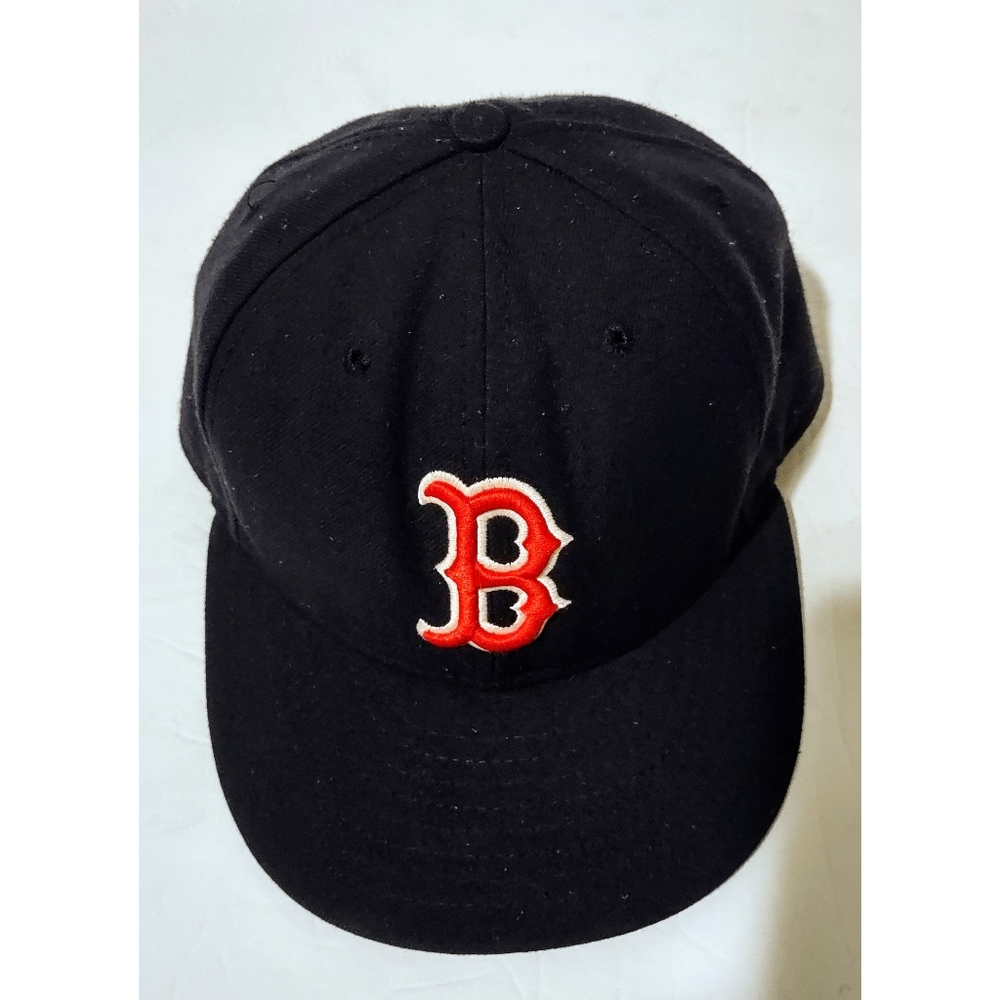 Boston Red Sox 59fifty 5950 fitted hat cap New Era black Sz 7 3/8